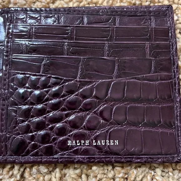 NWT Rare Ralph Lauren Purple Label Crocodile Skin Men Wallet Deep Purple - Picture 3 of 7